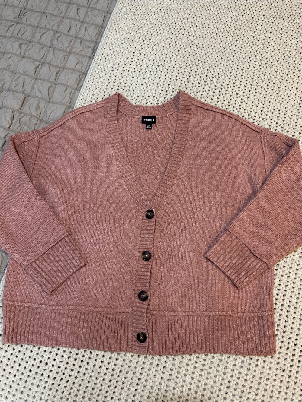Torrid Dusty Rose Button-Front Cardigan, Size 00 (Plus)